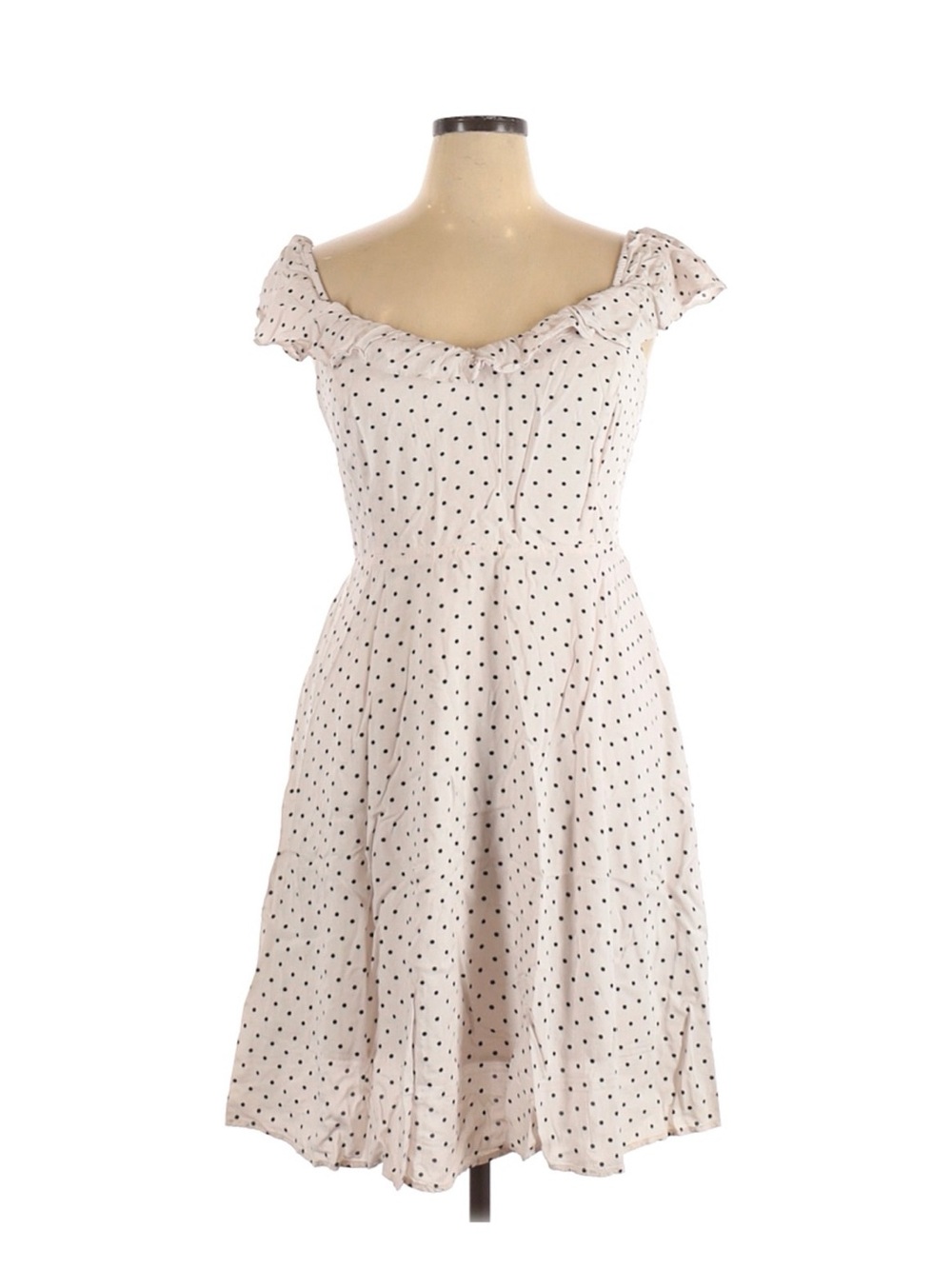 Old Navy Black Polka Dot Off-Shoulder Midi Dress